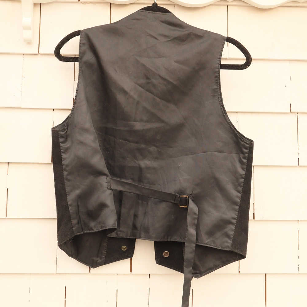 Hand Painted Black Suede Vest Sun Moon Upcycled Vintage S • M • L - Picture 6 of 7